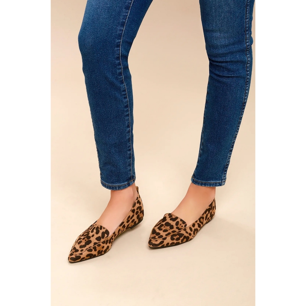 NEW Lulu's Emmy Camel OR Leopard Suede Loafers - Picture 4 of 14